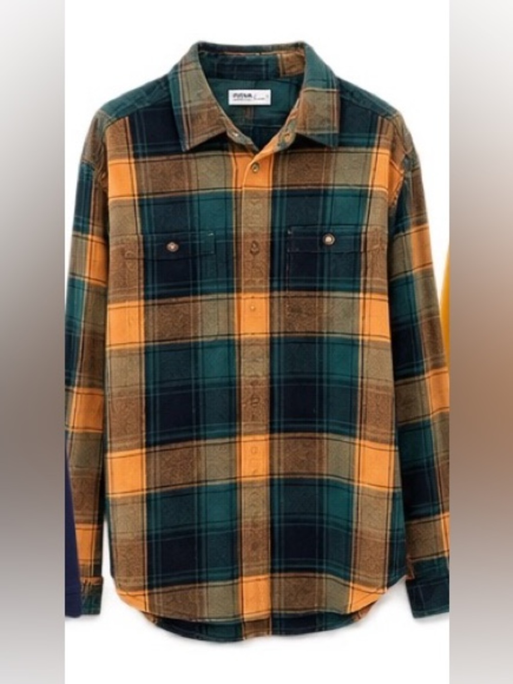 Sonoma Plaid Button-Down Shirt in Teal & Mustard